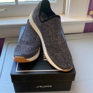 Black Pewter Metallic Knit J Slides